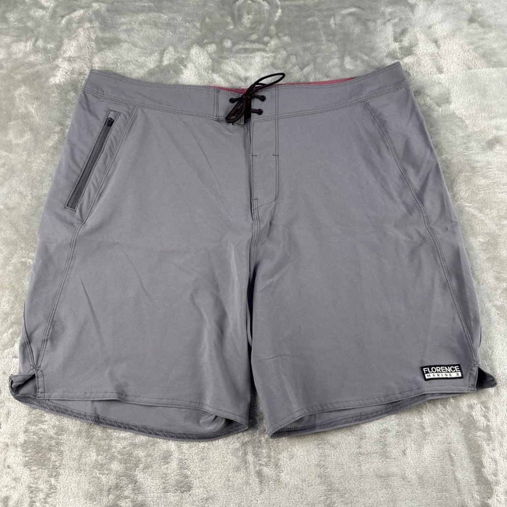 Florence Marine X Mens Solid Boardshorts Grey 4-Way Stretch Size 36 NWT